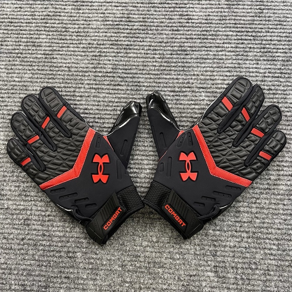 Under Armour‎ Combat Size 2XL Black Red FF Football Gloves SFIA Certified NIB